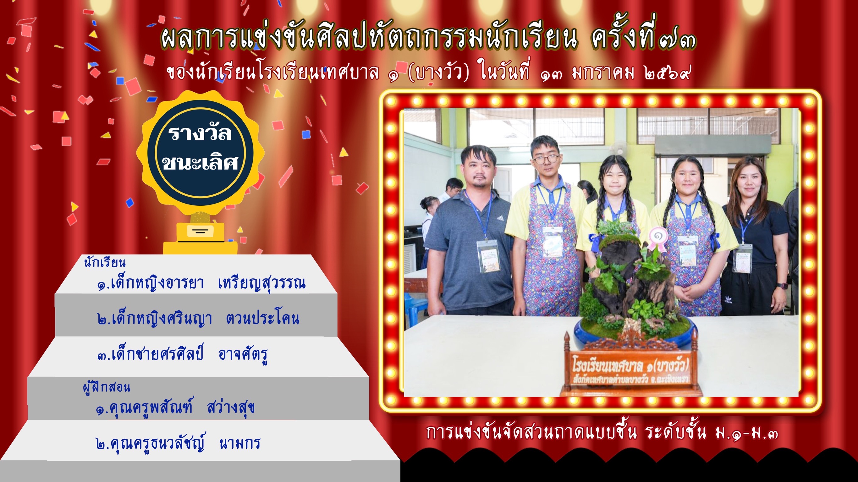 การแข่งขัน งานศิลปหัตถกรรมนักเรียน ครั้งที่ 73 ระดับกลุ่ม ประจำปีการศึกษา 2568 🏆